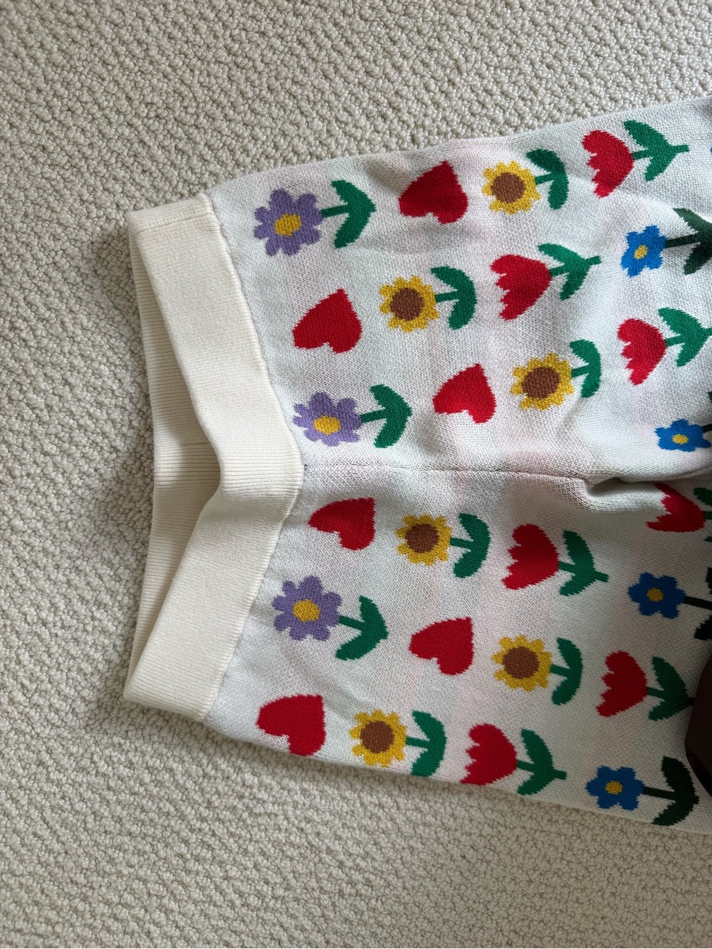 Mini Boden White Floral & Heart Knit Set - Picture 5 of 6
